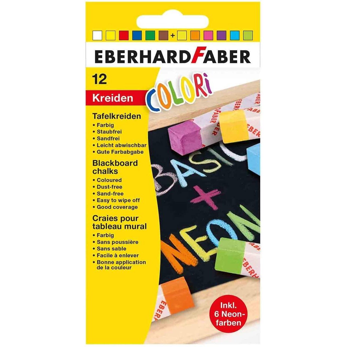Eberhard Faber Colori Wandtafel-Kreiden in 6 Basic und 6 Neon-Farben