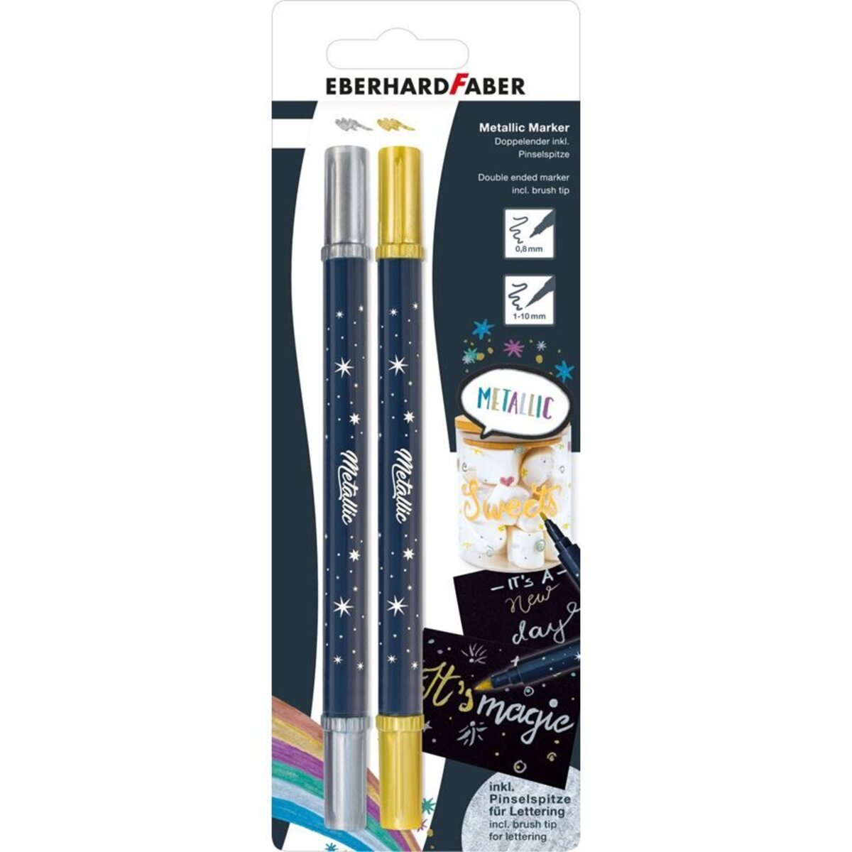 Eberhard Faber Metallic Marker Duo gold/silber, 0,8mm, Blister
