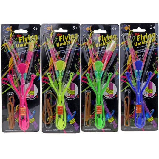 Fun Trading Flying Umbrella leuchtender Flugkreisel 25 cm, 1 Stück, 4-fach sortiert