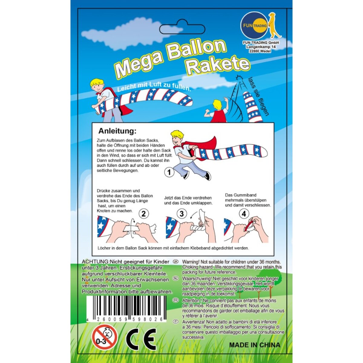Fun Trading Mega Ballon Rakete 2,20 m