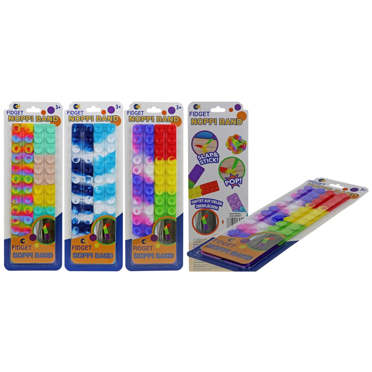 Fun Trading Noppi-Bands Silikon 2-er Set Noppenband, 1 Stück, 3-fach sortiert