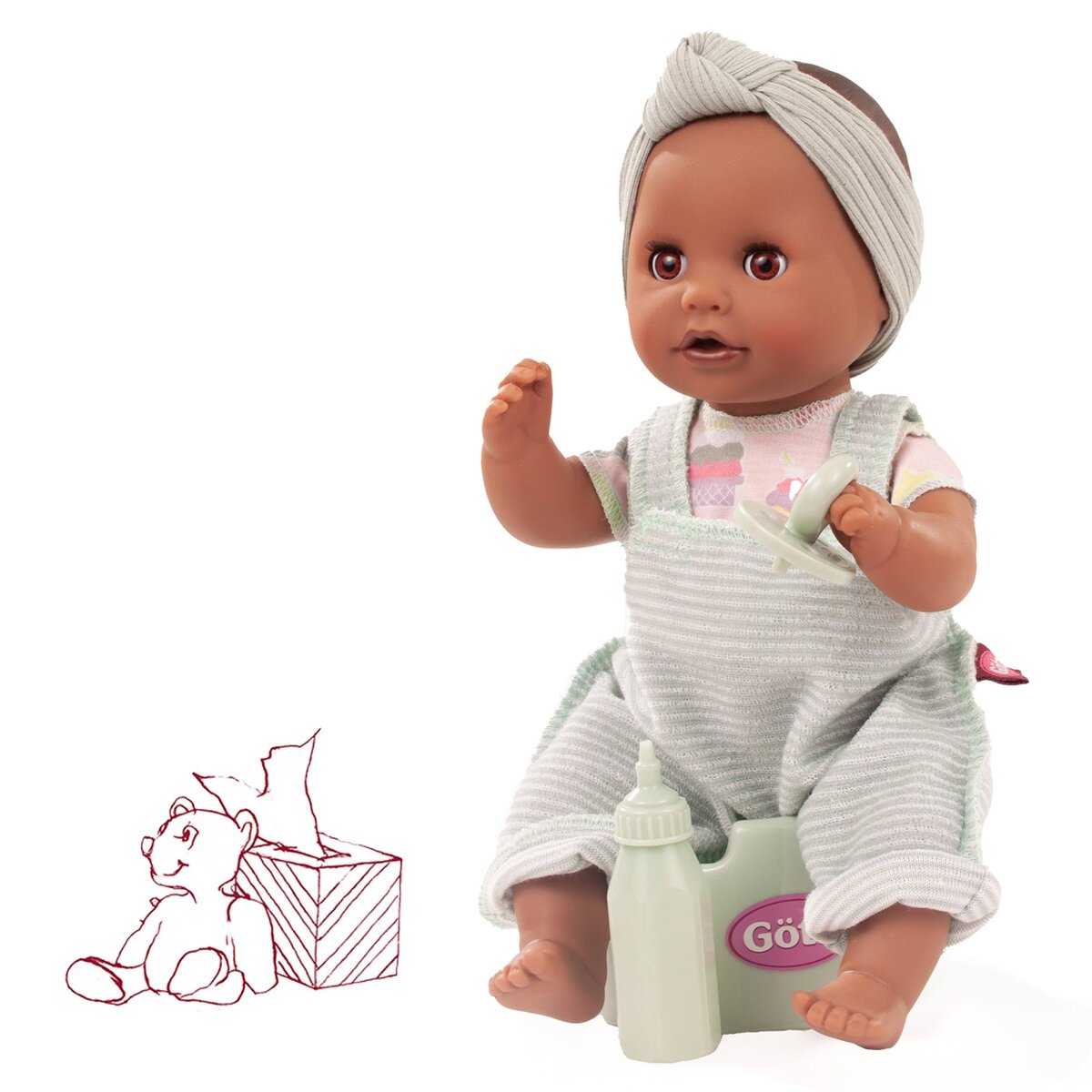 Götz Sleepy Aquini dark skin, 33 cm