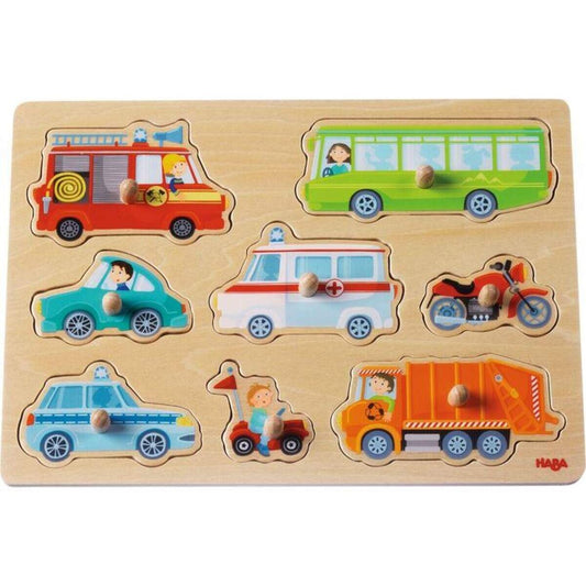 HABA 301940 Greifpuzzle Fahrzeug-Welt, 8 Teile