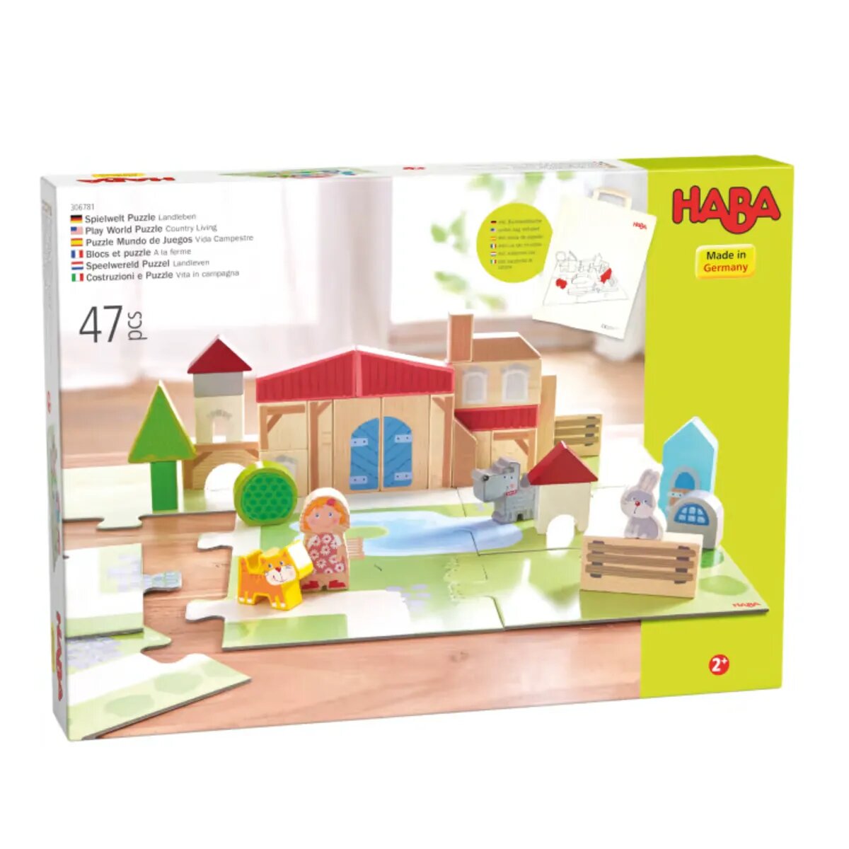 HABA 1306781001 Bausteine Puzzle-Bauernhof, 47-teilig
