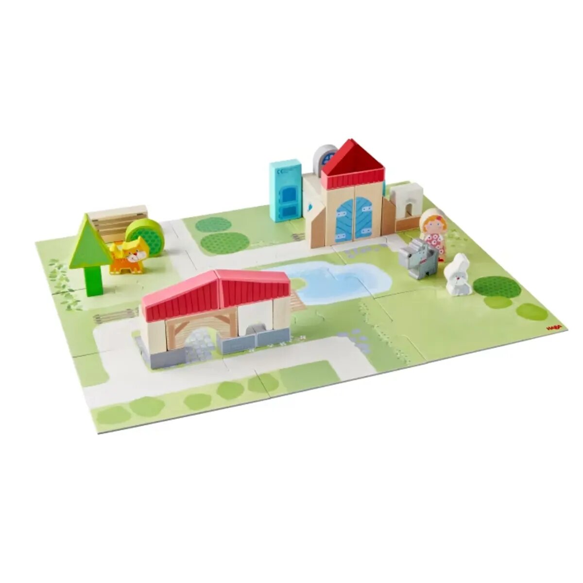 HABA 1306781001 Bausteine Puzzle-Bauernhof, 47-teilig