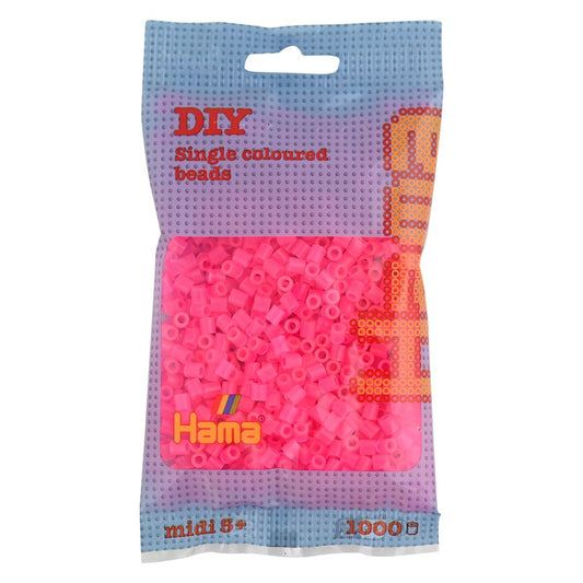 Hama Midi Bügelperlen, Neon-Fuchsia, ca. 1.000 Stück, Ø 5,0 mm