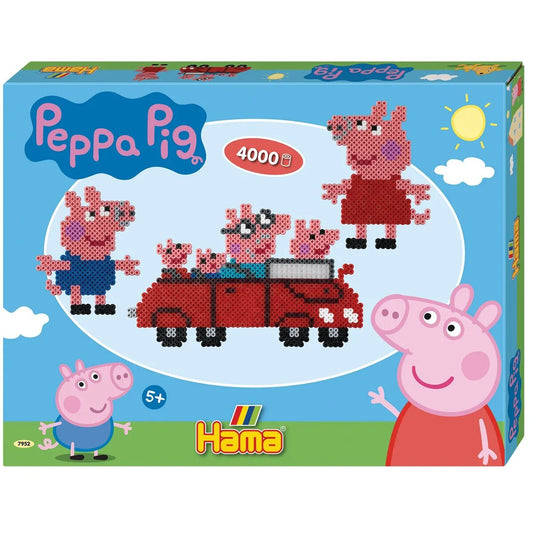 Hama Midi Bügelperlen, Geschenk-Set Peppa Pig, ca. 4.000 Stück , Motivvorlage und 2 Stiftplatten, inklusive Bügelpapier, Ø 5,0 mm