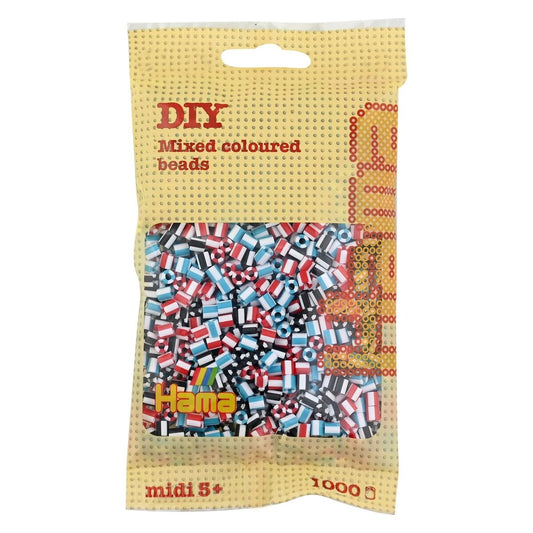 Hama Midi Bügelperlen, Mix 91 gestreift, ca. 1.000 Stück, Ø 5,0 mm