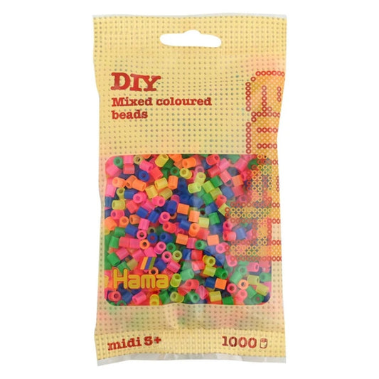 Hama Midi Bügelperlen, Neon-Mischung, ca. 1.000 Stück, Ø 5,0 mm