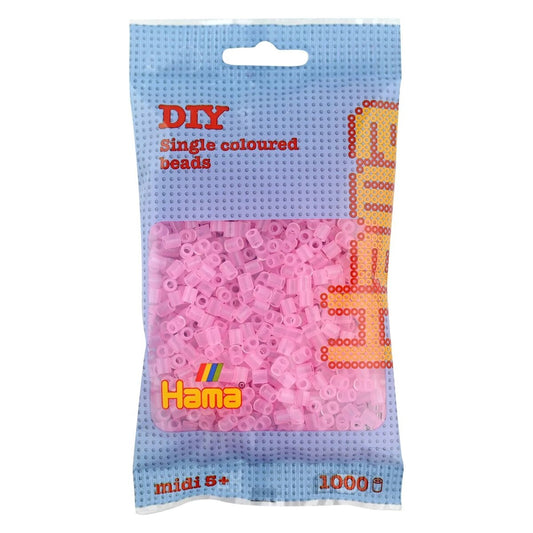 Hama Midi Bügelperlen, Transparent Pink, ca. 1.000 Stück, Ø 5,0 mm