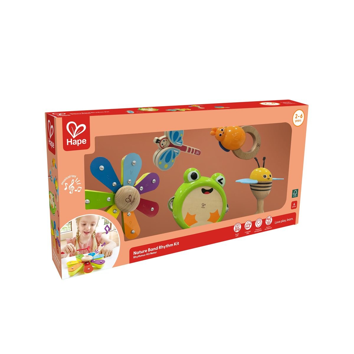 Hape Rhythmus-Kit Natur, 6 Teile