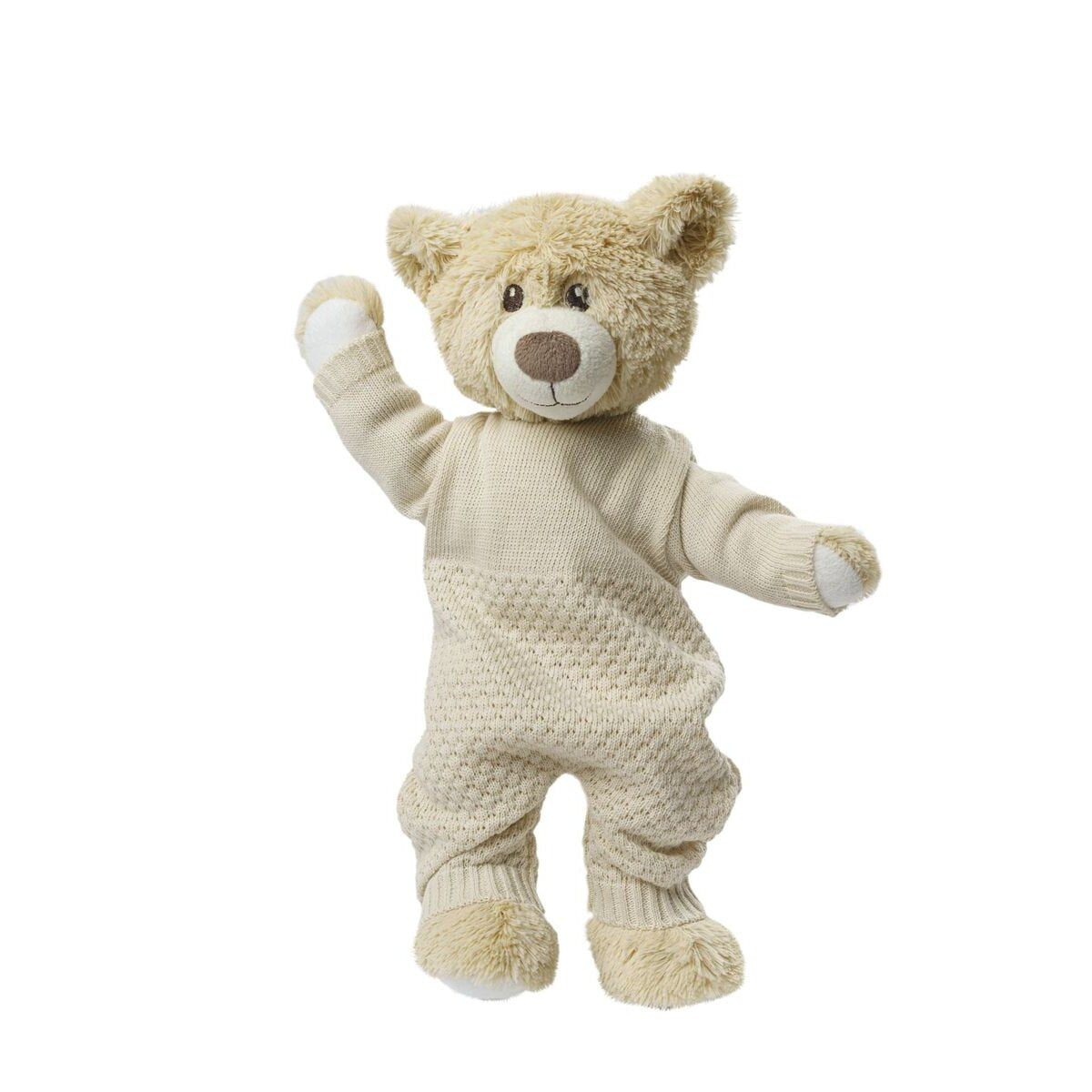 Heless Puppen-Strickstrampler aus 100 % Bio-Baumwolle, ecru, Gr. 28-35 cm