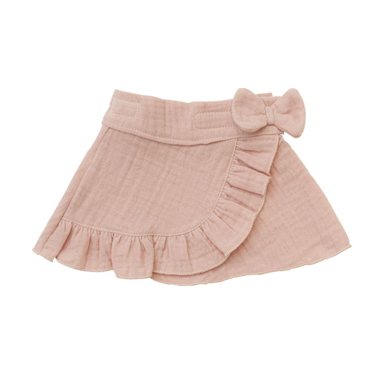 Heless Puppen-Wickelrock mit Rüschen-Top aus 100 % Bio-Baumwolle, rosé, 2-teilig, Gr. 28-35 cm