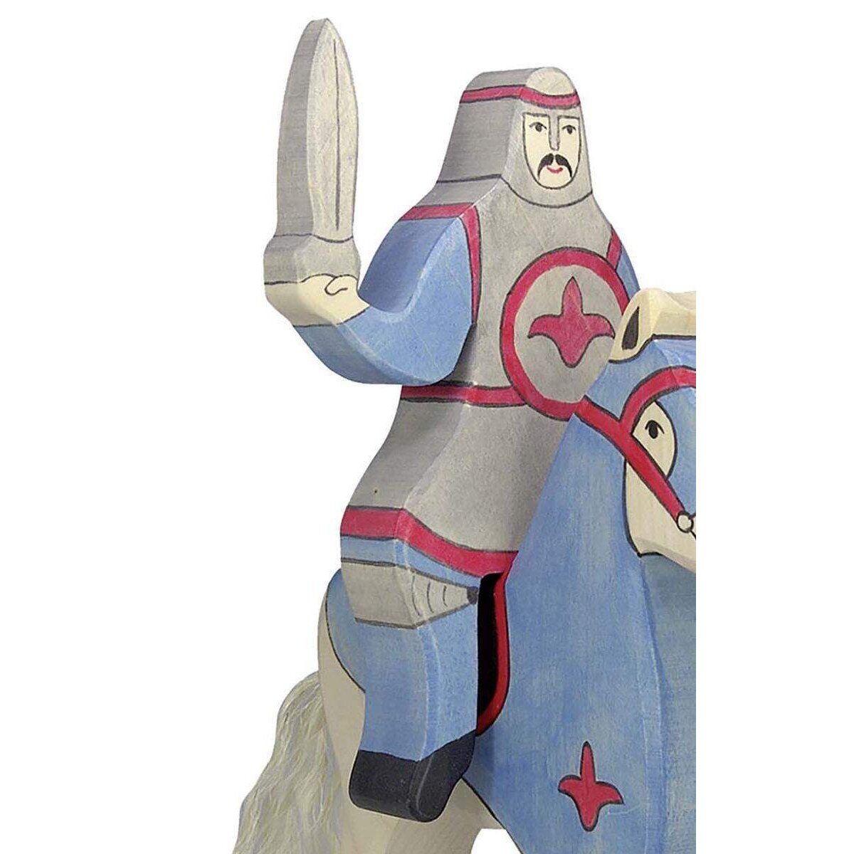 Holztiger Blauer Ritter, reitend
