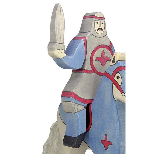 Holztiger Blauer Ritter, reitend