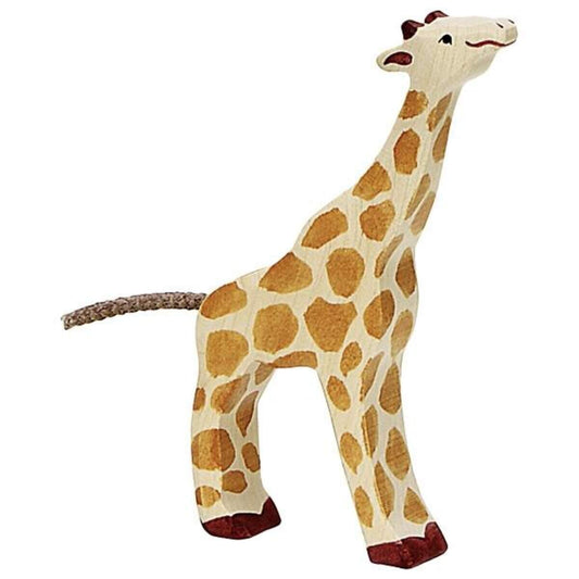 Holztiger Giraffe, klein, fressend