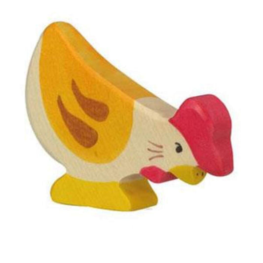 Holztiger Huhn pickend