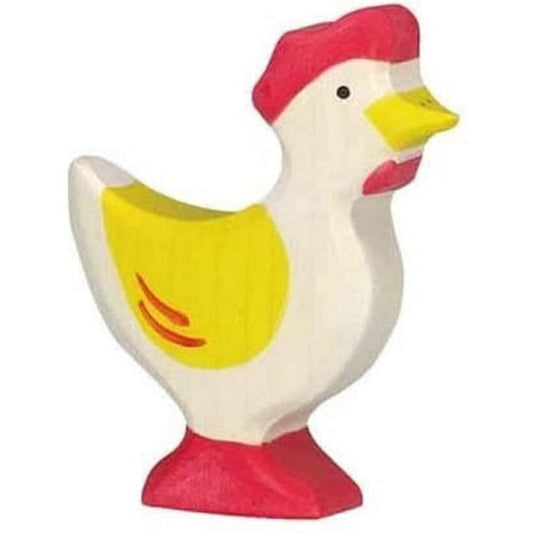 Holztiger Huhn, stehend, gelb