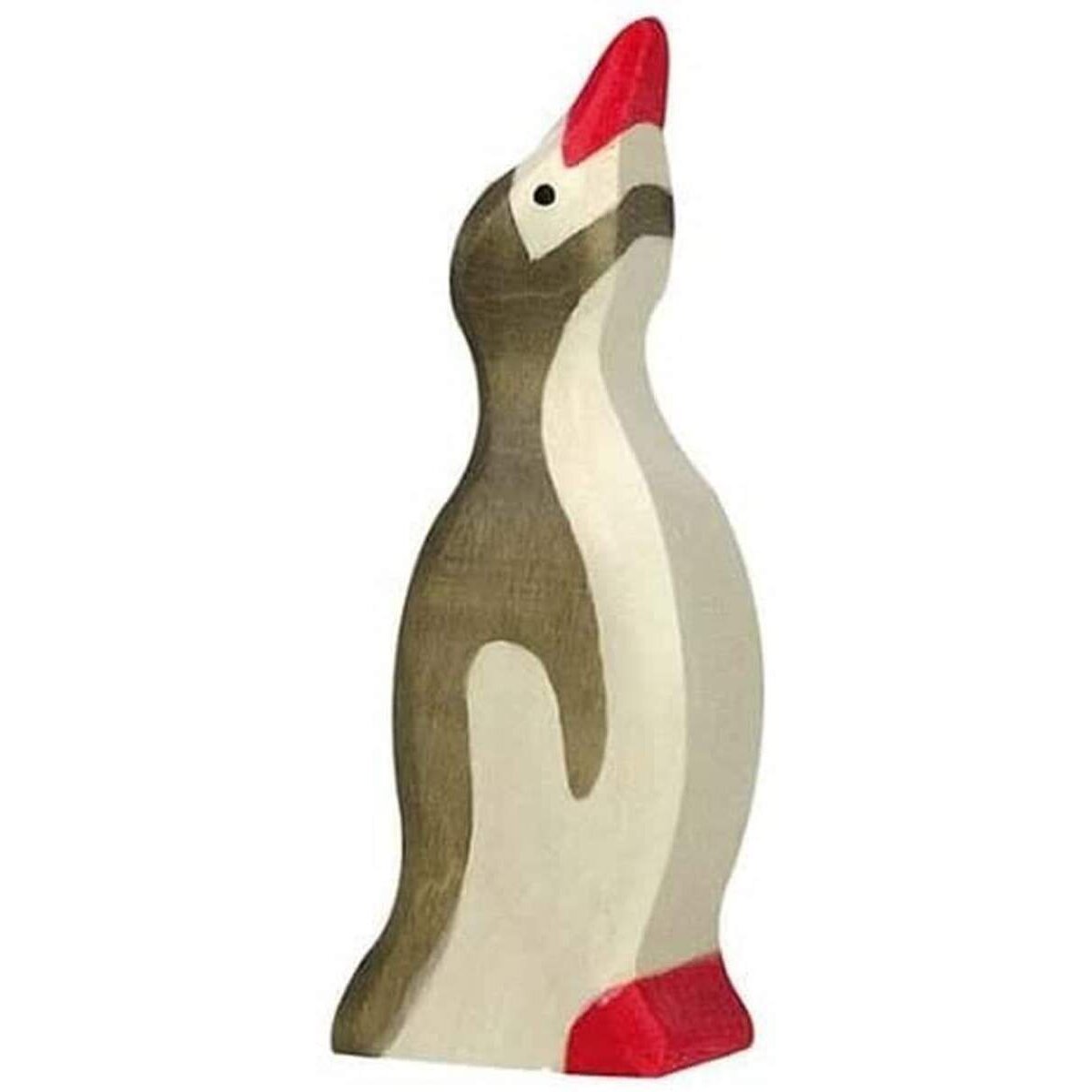 Holztiger Pinguin, klein, Kopf hoch