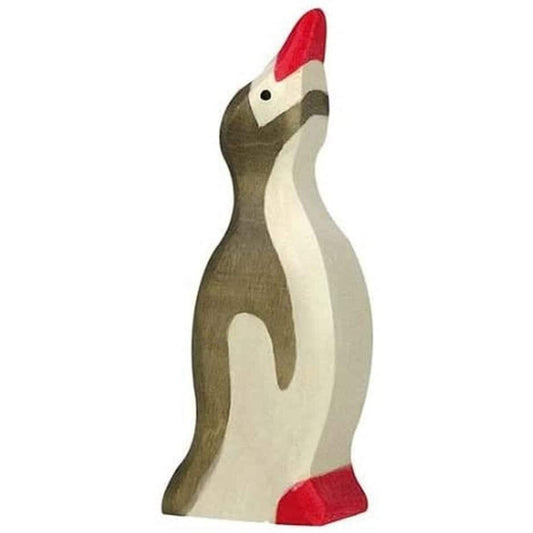 Holztiger Pinguin, klein, Kopf hoch