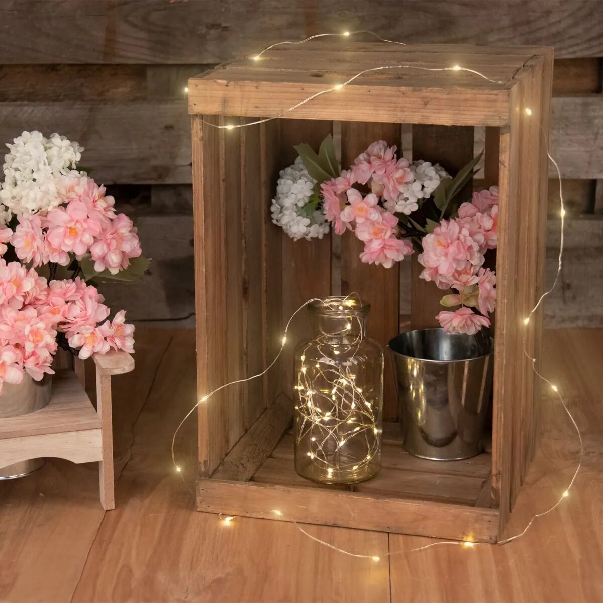 Idena 20er LED Micro-Lichterkette, warmweiß, für innen, batterieb., Timer