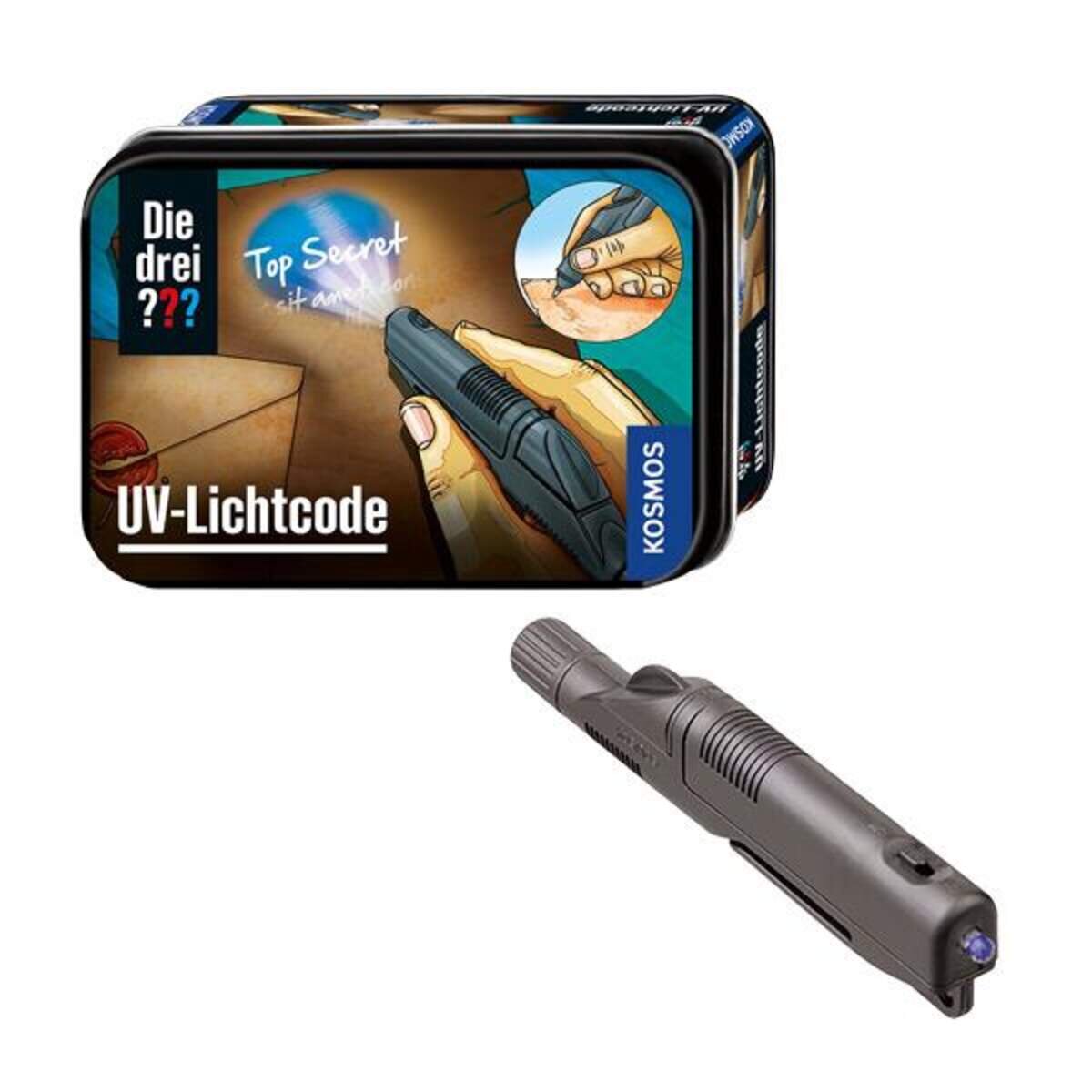 KOSMOS Die drei ??? Detektiv-Set - UV Lichtcode Metalldose