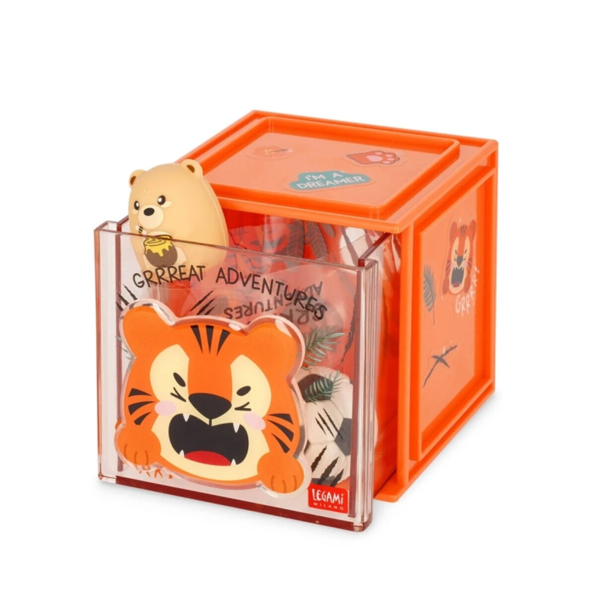 Legami Erweiterbare Schreibtischbox - Cutie Cube Tiger