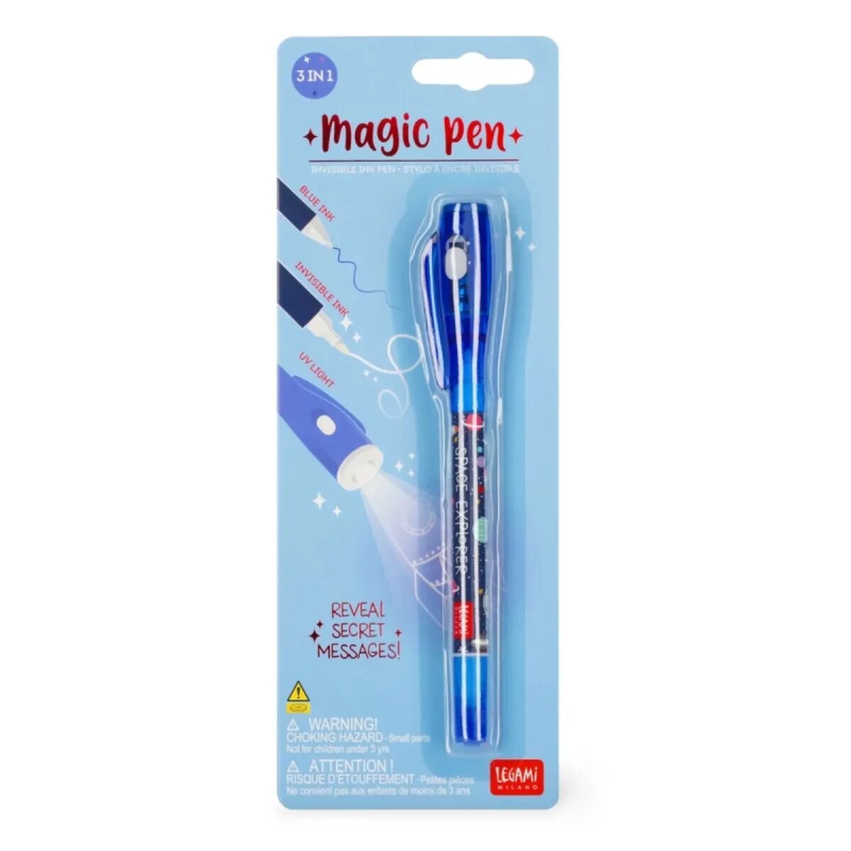 Legami Stift mit blauer und unsichtbarer Tinte Magic Pen Weltall Space Explorer
