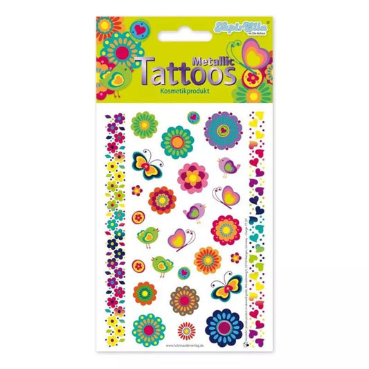Lutz Mauder TapirElla Metallic Tattoo A6, Retro-Blumen