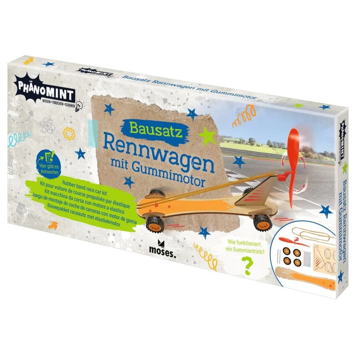 moses. PhänoMINT Bausatz Rennwagen mit Gummimotor