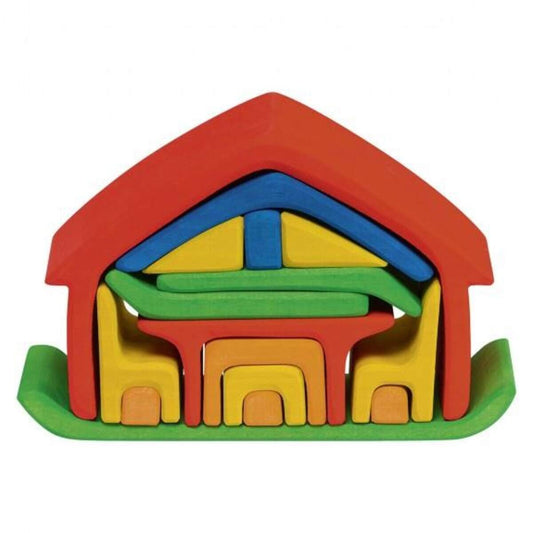 nic Haus mit Möbeln, blau/rot