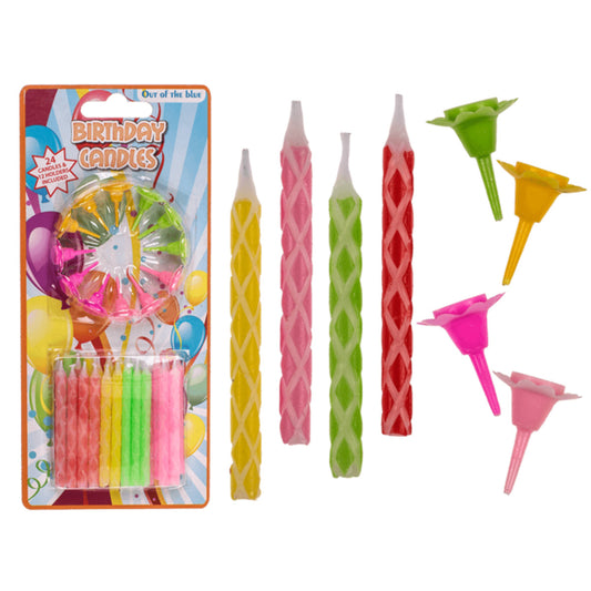 Out of the Blue 24 Geburtstagskerzen mit 12 Tortenhaltern