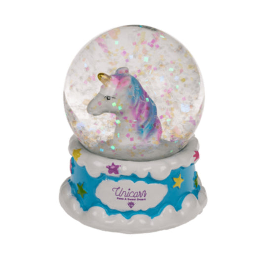 Out of the Blue Glitterkugel, Einhornkopf, auf Sockel, Unicorn, 1 Stück, 2-fach sortiert