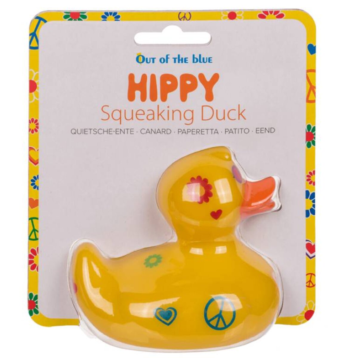 Out of the blue Hippie Ente 10 cm Gelb Quietsche-Entchen