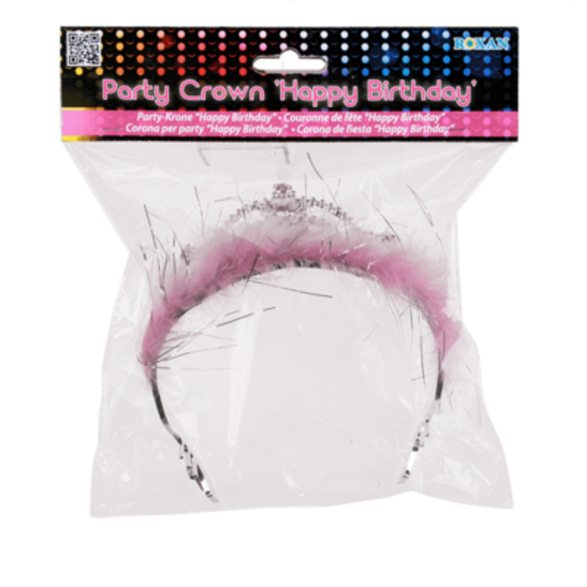 Out of the Blue Party-Krone mit rosa Dekosteinen & Plüsch