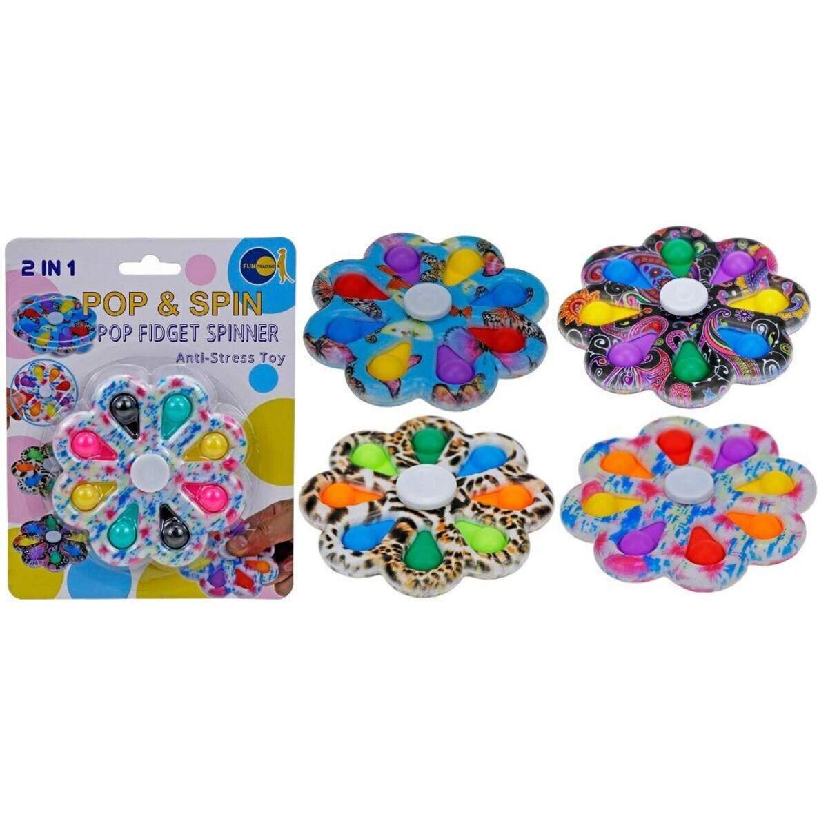 Pop & Spin - Pop Fidget Spinner, sortiert: 1 Stück, 4-fach