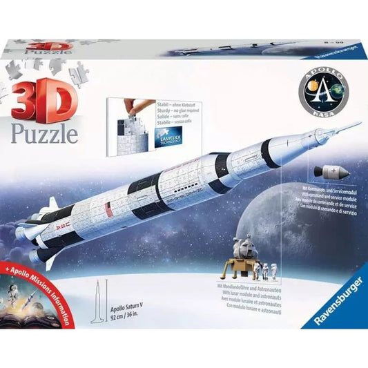 Ravensburger 3D Puzzle - Apollo Saturn V Rakete, 504 Teile