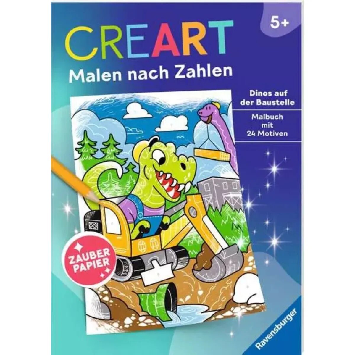 Ravensburger CreArt Malen nach Zahlen Zauberpapier Dinos auf der Baustelle