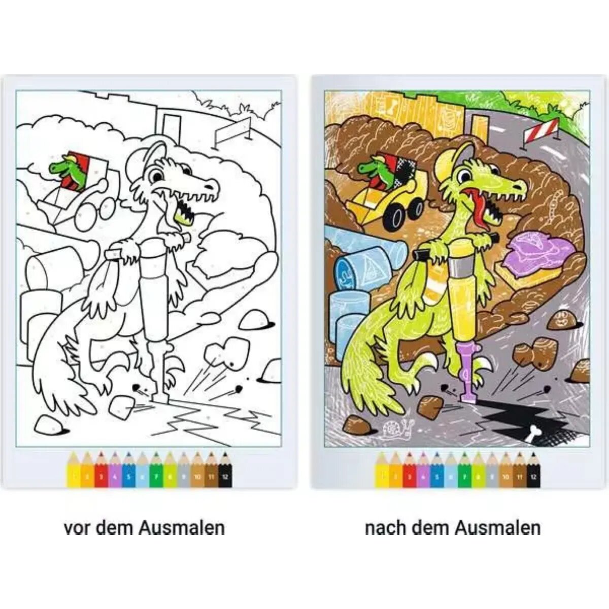 Ravensburger CreArt Malen nach Zahlen Zauberpapier Dinos auf der Baustelle