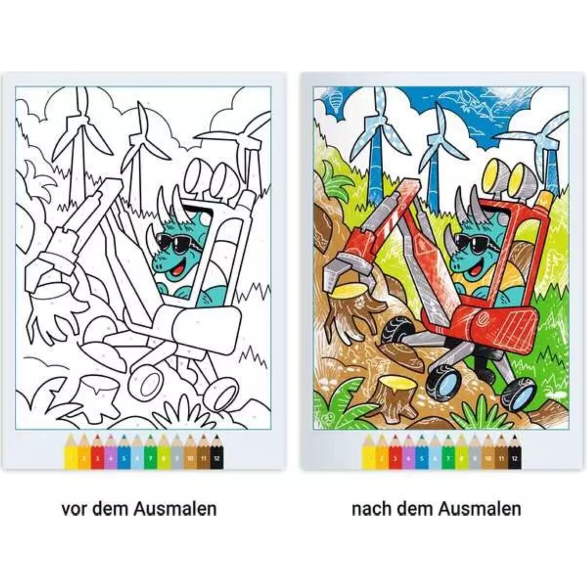 Ravensburger CreArt Malen nach Zahlen Zauberpapier Dinos auf der Baustelle