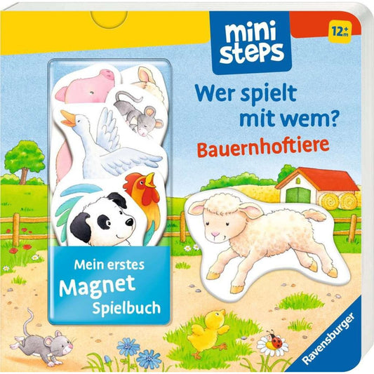 Ravensburger ministeps: Mein erstes Magnetbuch: Wer spielt mit wem? Bauernhoftiere