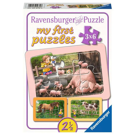 Ravensburger Puzzle - Lotta auf dem Bauernhof, 3 x 6 Teile
