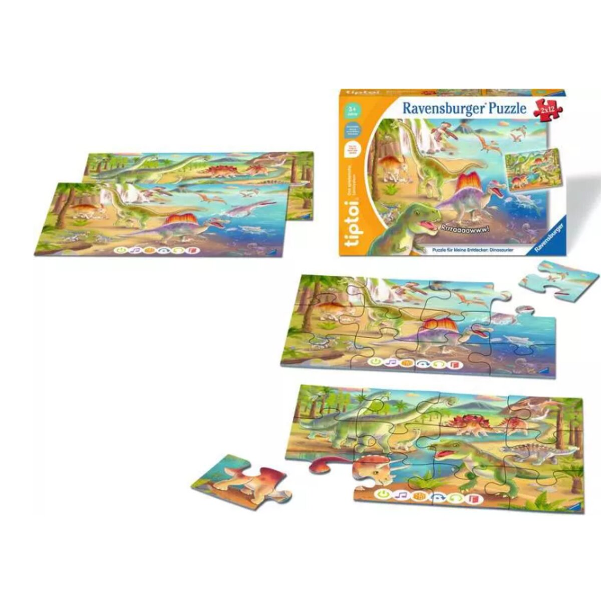 Ravensburger tiptoi® Kinderpuzzle ab 3 Jahren-Puzzle für kleine Entdecker: Dinosaurier