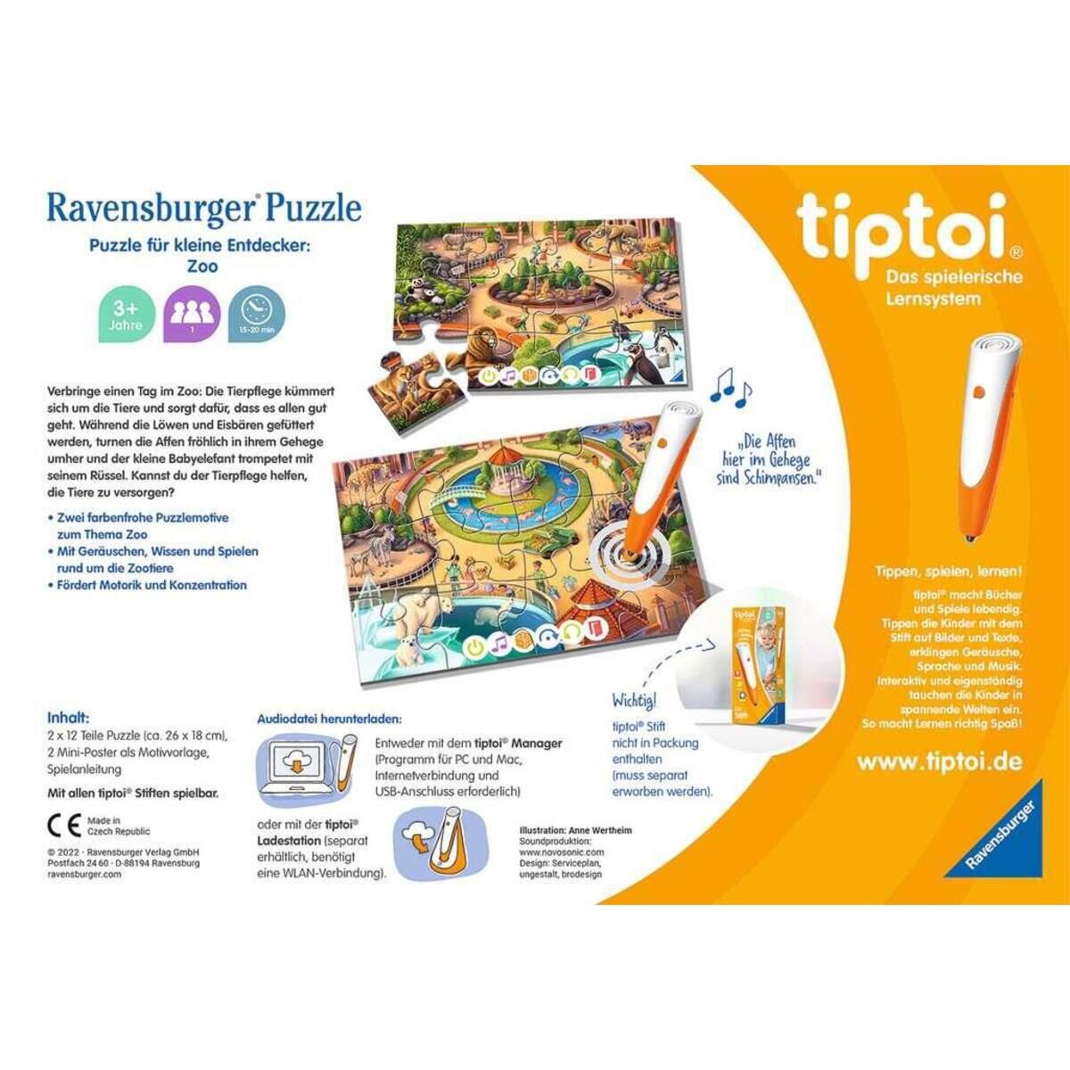 Ravensburger tiptoi Puzzle für kleine Entdecker: Zoo