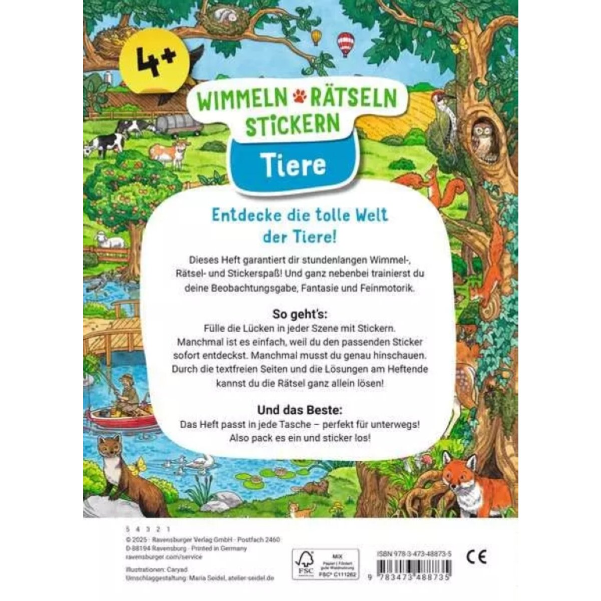 Ravensburger Wimmeln, Rätsel, Stickern: Tiere