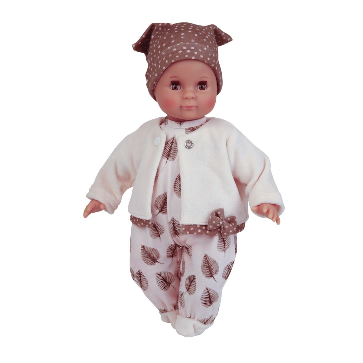 Schildkröt Puppe Schlummerle 32 cm mit Malhaar und braunen Schlafaugen, Kleidung rose/weiss/braun