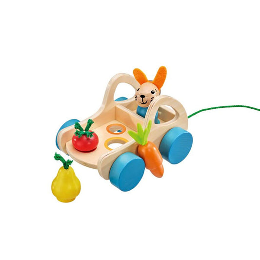Selecta Verdurino, Obst und Gemüsewagen, Nachzieh- und Sortierspielzeug