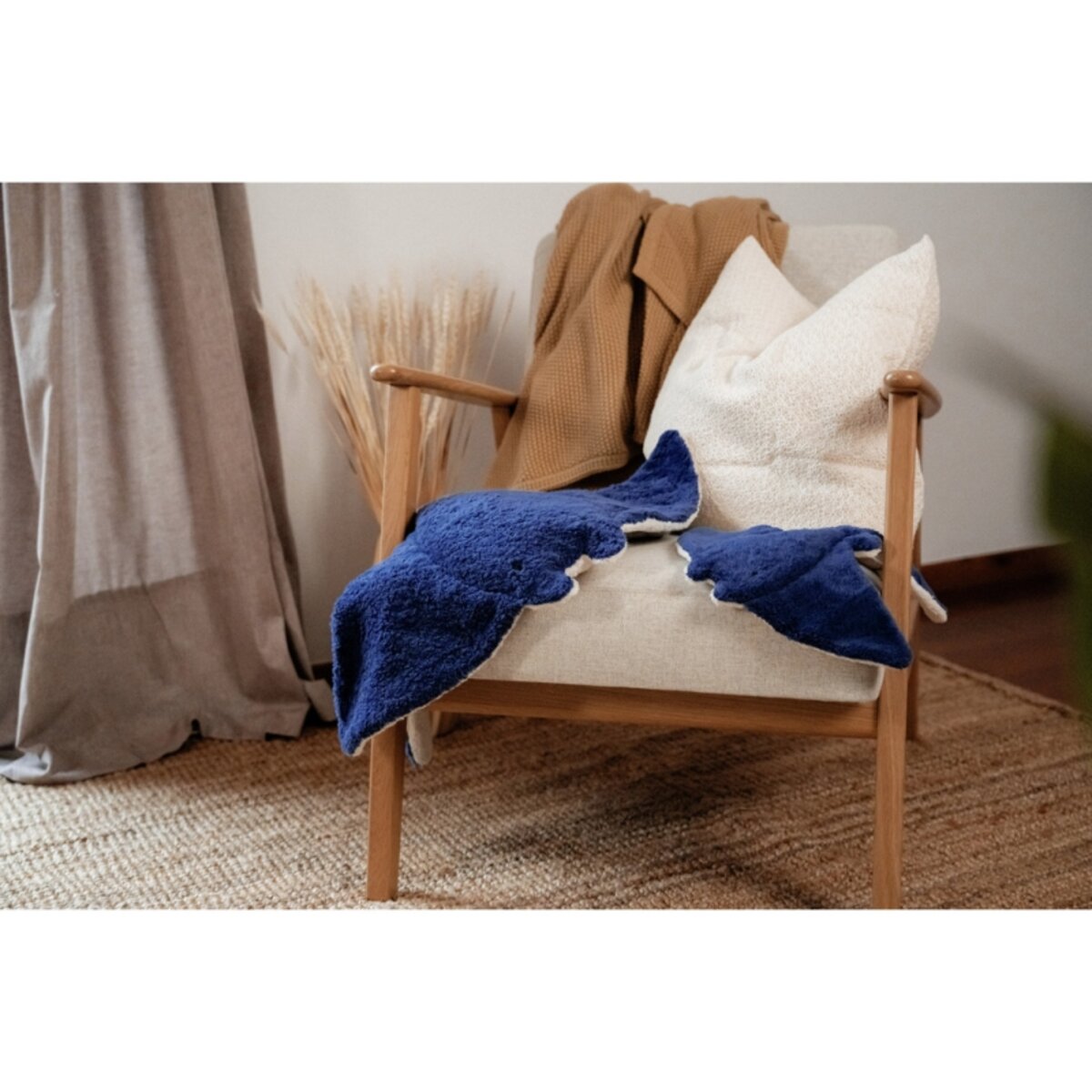 Senger Kuscheltier Mantarochen groß blau 72 x 6 x 72 cm