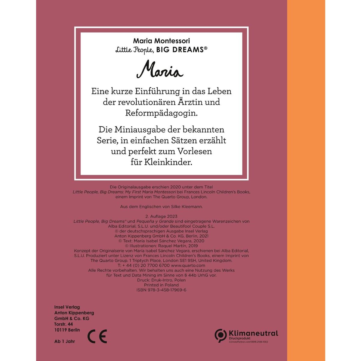 Suhrkamp Verlag Little People, Big Dreams - Mini Maria Montessori